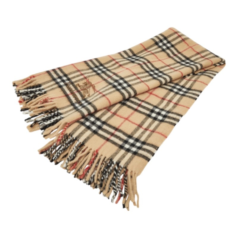バーバリー ノバチェック マフラー ひざ掛け ベージュ ウール レディース BURBERRY 中古