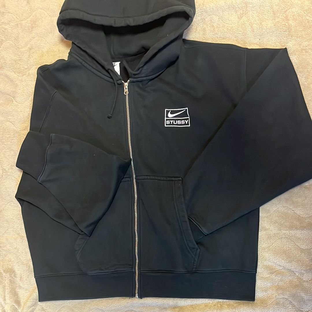 Stussy x Nike Stone Washed Fleece Zip Hoodie "Black" (US Size) FJ9175-010 