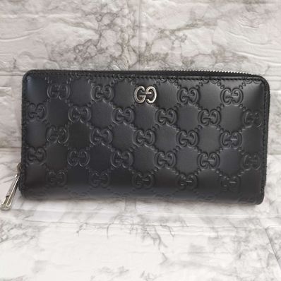 GUCCI Signature Leather Zip Around Wallet "Black"