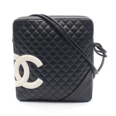 シャネル CHANEL カンボンライン ラージポシェット ショルダーバッグ バッグ レザー レディース ブラック系 / ホワイト系 A25179 【中古】