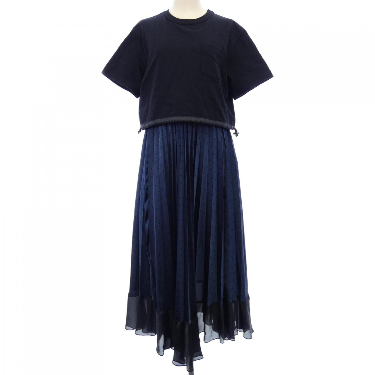 サカイ SACAI POLKA DOT COTTON JERSEY SATIN DRESS 23-06948 ワンピース