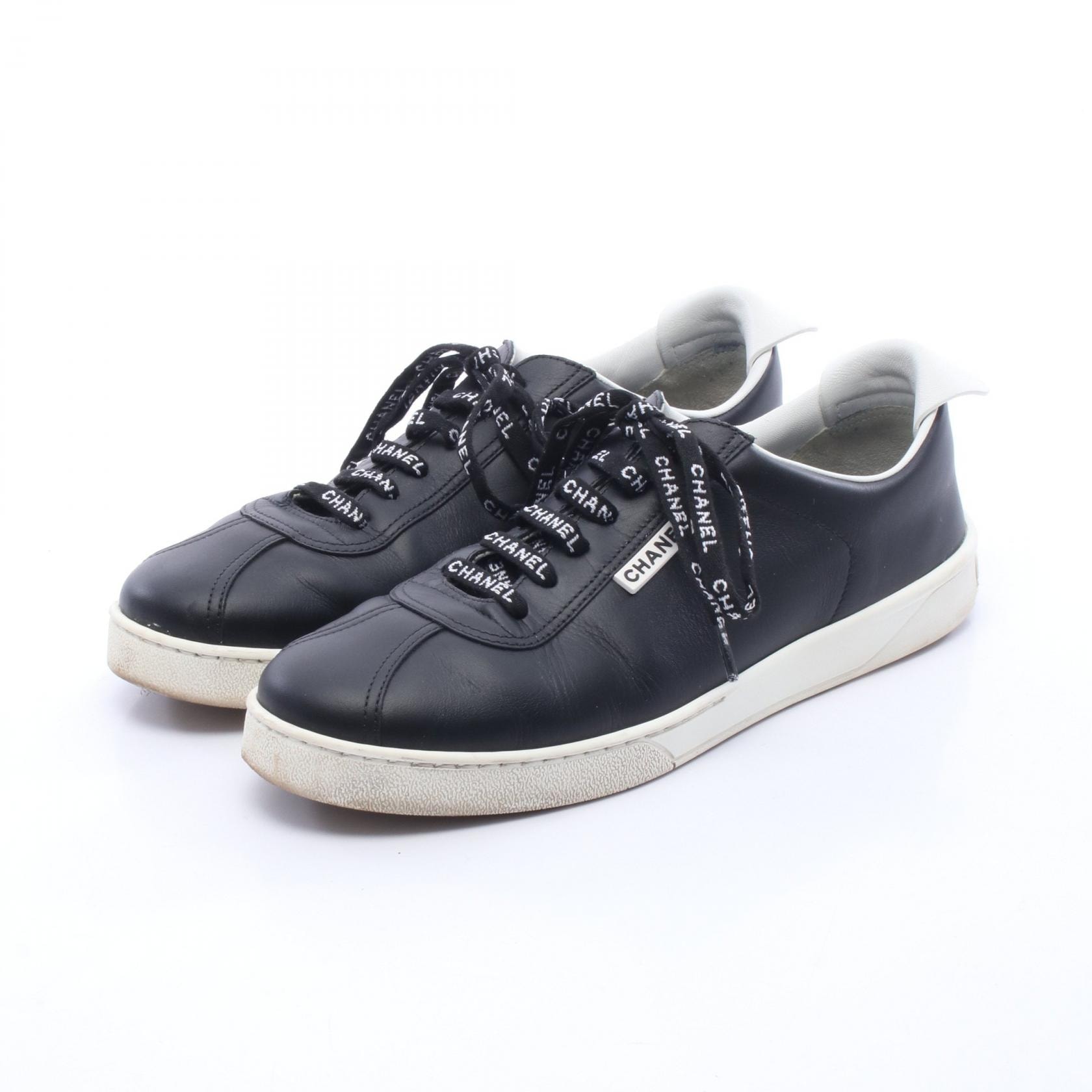 シャネル CHANEL ココマーク スニーカー 靴 レザー メンズ ブラック系 / ホワイト系 【中古】