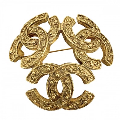 CHANEL シャネル ブローチ ココマーク トリプルココ アクセサリー ヴィンテージ GP 94A ゴールド レディース 約26.4g 1994年【中古品】