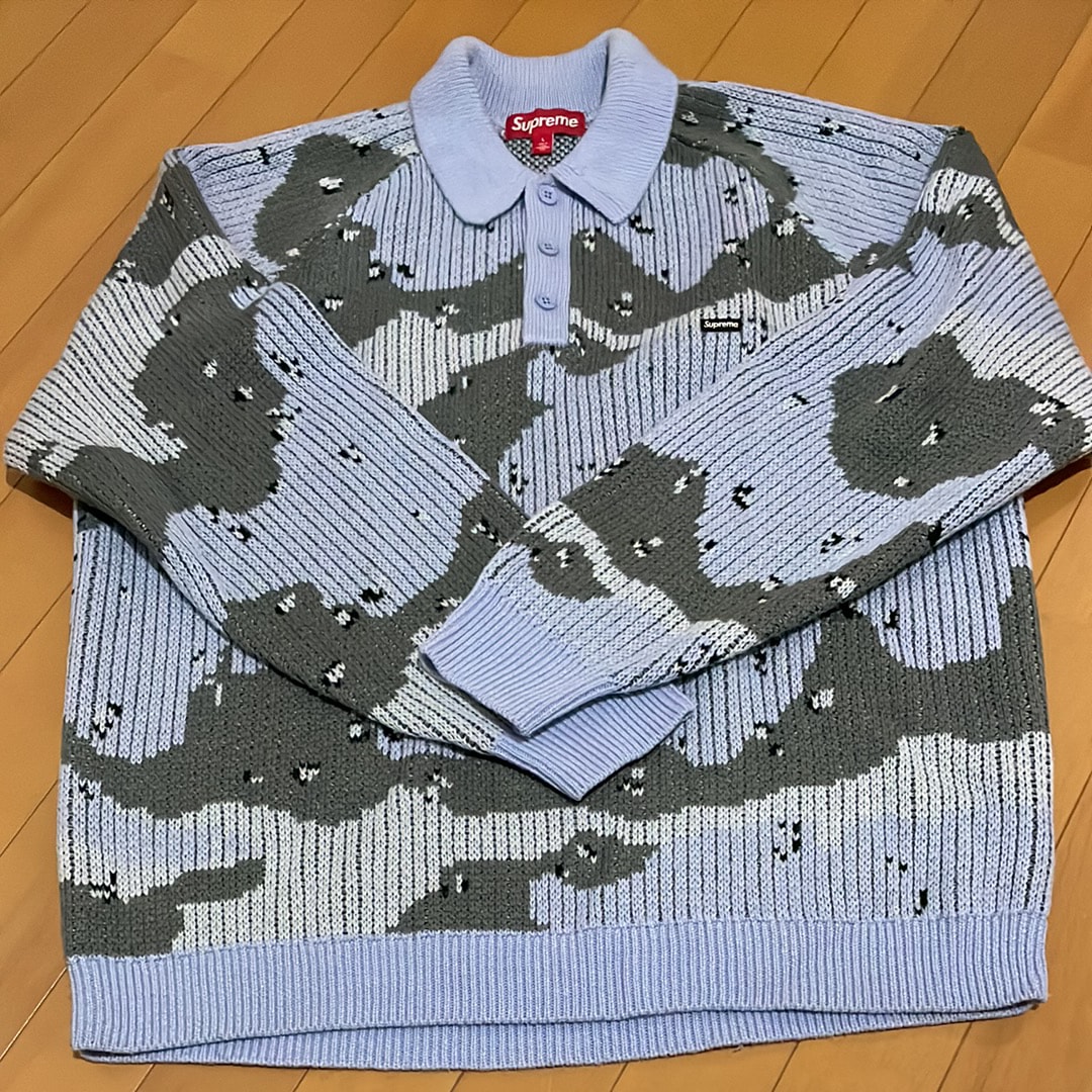 Supreme Small Box Polo Sweater "Blue Camo"