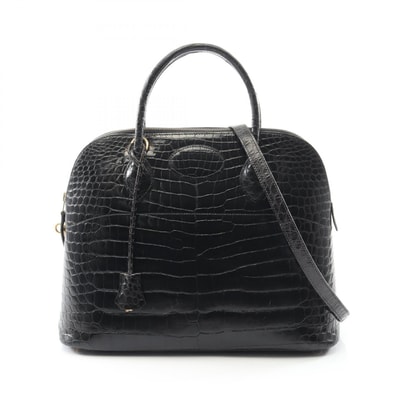 エルメス HERMES ボリード35 ハンドバッグ バッグ エキゾチックレザー ポロサスリセ ○Z刻印(1996年製造) レディース ブラック系 【中古】