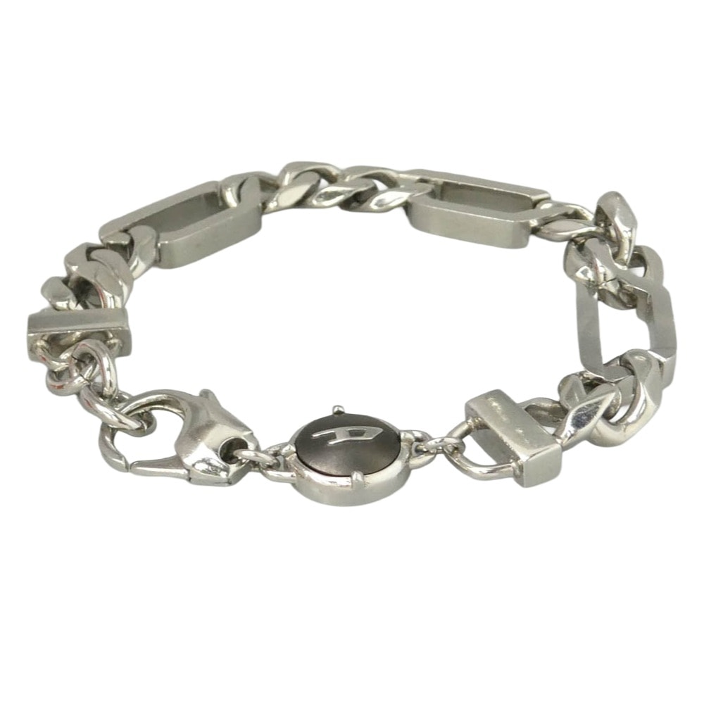 DIESEL ディーゼル DX1351 Dロゴ チェーン ブレスレット シルバー系【中古】