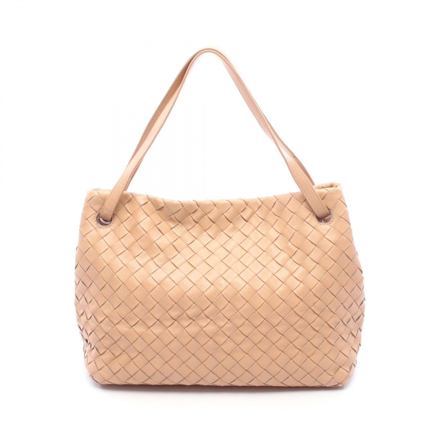 ボッテガヴェネタ BOTTEGA VENETA イントレチャート トートバッグ バッグ ラムスキン(羊革) レディース ベージュ系 【中古】
