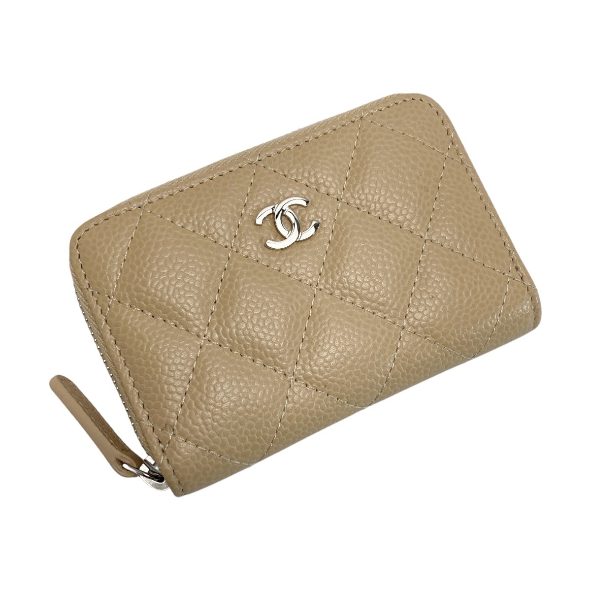 CHANEL シャネル マトラッセ クラシックジップコインケース AP0216 ベージュ キャビアスキン 小銭入れ ギャランティカード有