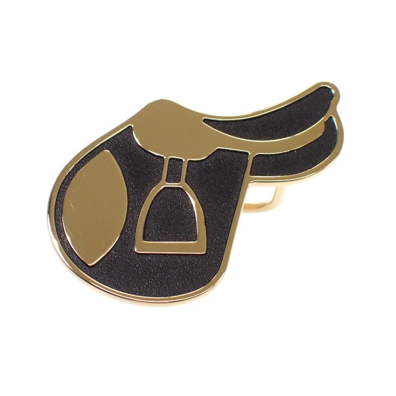エルメス HERMES ア・シュヴァル A Cheval スカーフリング メタル ブラック ゴールド金具 レディース【中古】【Aランク】