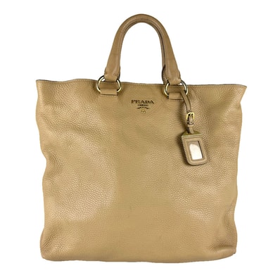 プラダ PRADA ショルダーバッグ ハンドバッグ レザー キャメル レディース【中古】 z9729