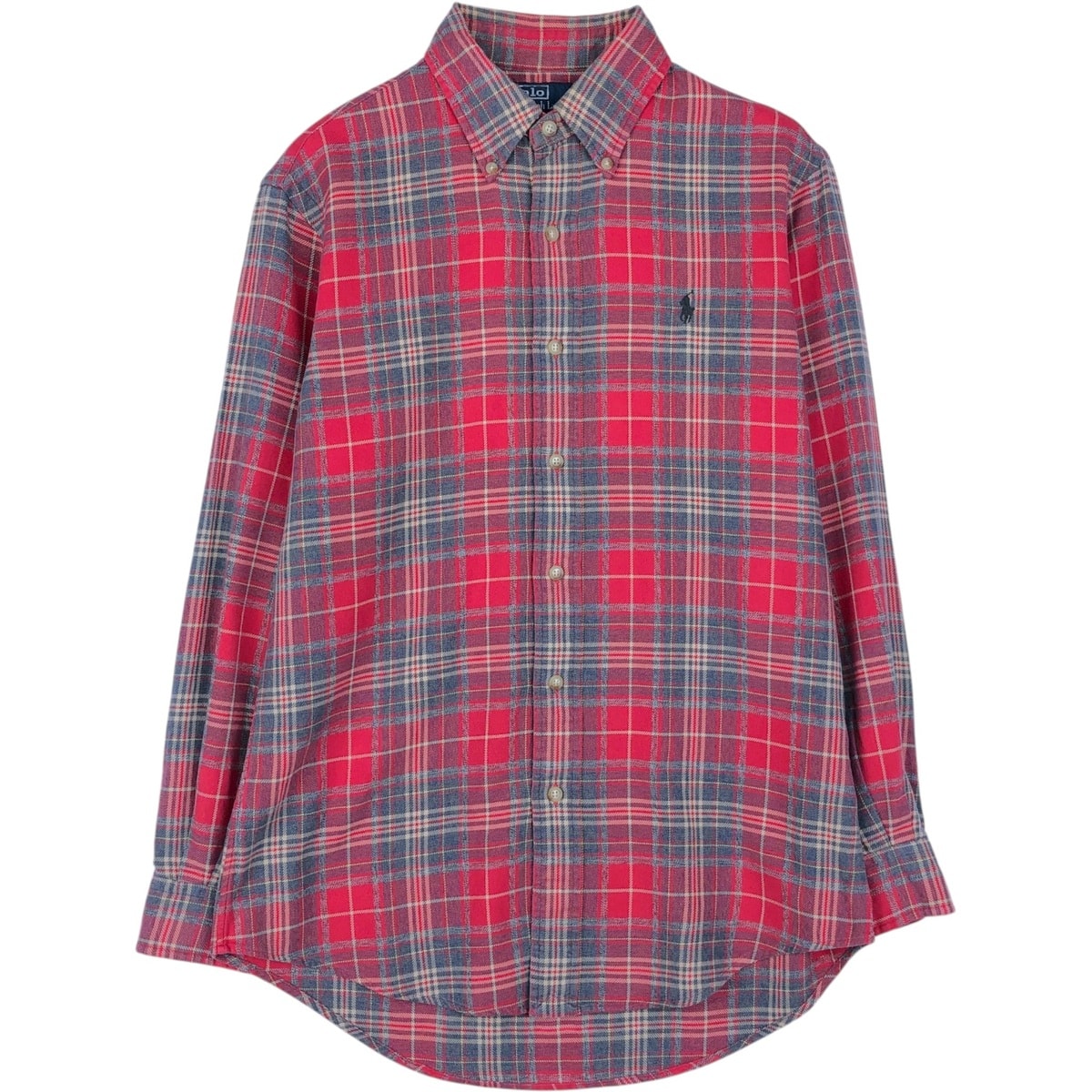 古着 ラルフローレン Ralph Lauren POLO by Ralph Lauren CUSTOM FIT 長袖 ボタンダウン ライトネルチェックシャツ メンズS相当/eaa647299