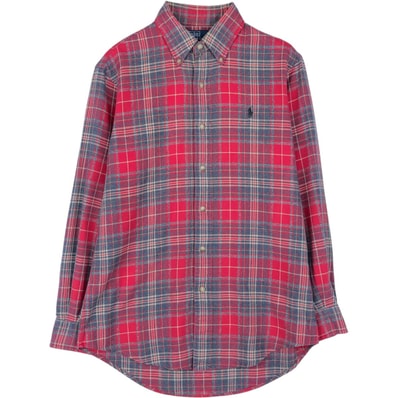 古着 ラルフローレン Ralph Lauren POLO by Ralph Lauren CUSTOM FIT 長袖 ボタンダウン ライトネルチェックシャツ メンズS相当/eaa647299