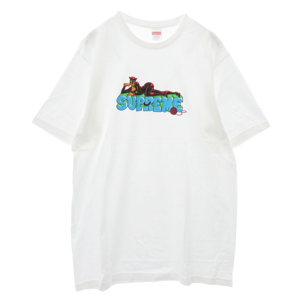 Supreme シュプリーム Tシャツ 22AW Catwoman Tee キャットウーマン フロントプリント Tシャツ 半袖 カットソー ホワイト系 L L【極上美品】【中古】