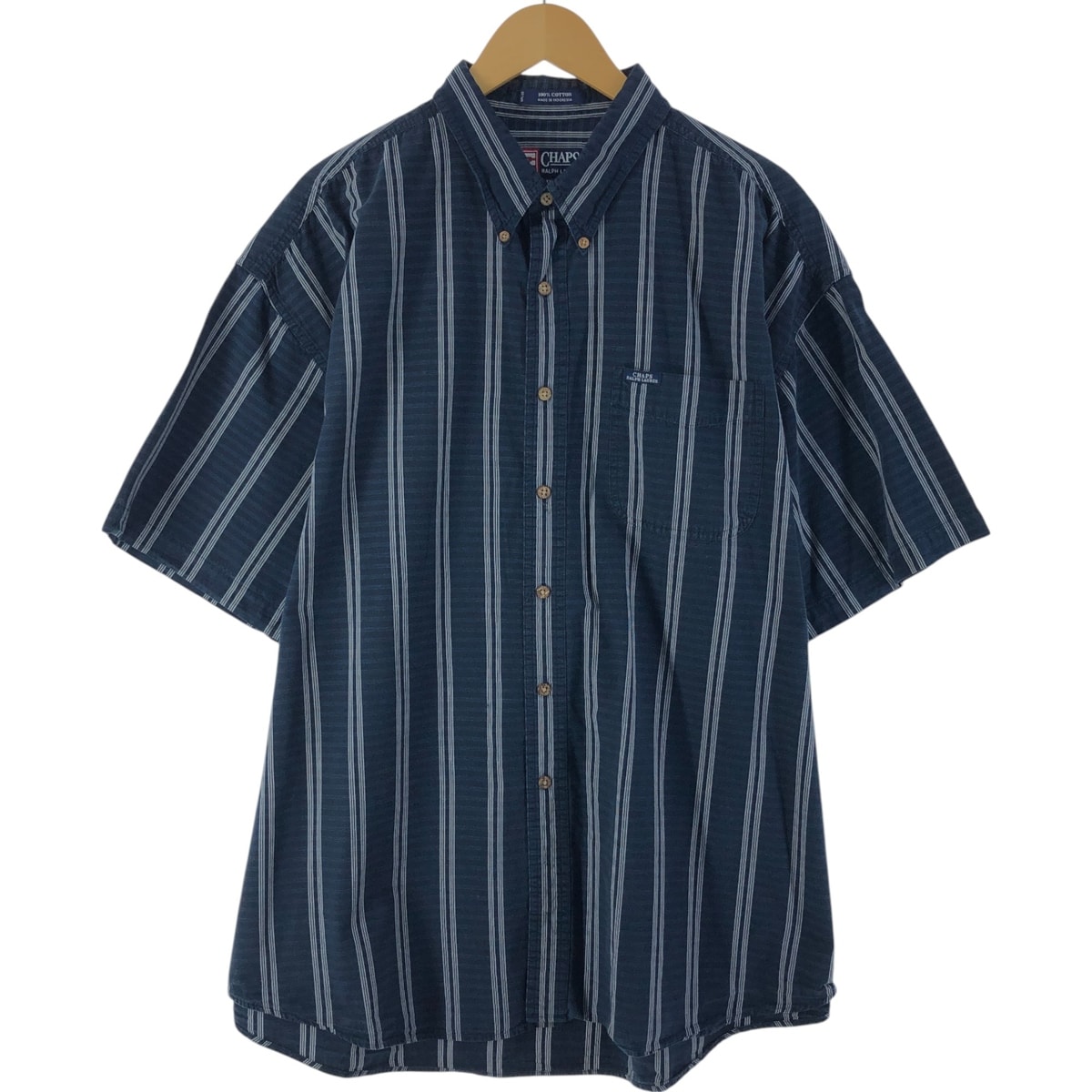 古着 90年代 ラルフローレン Ralph Lauren CHAPS チャップス 半袖 ボタンダウン ストライプシャツ メンズXXL相当 ヴィンテージ/eaa537262