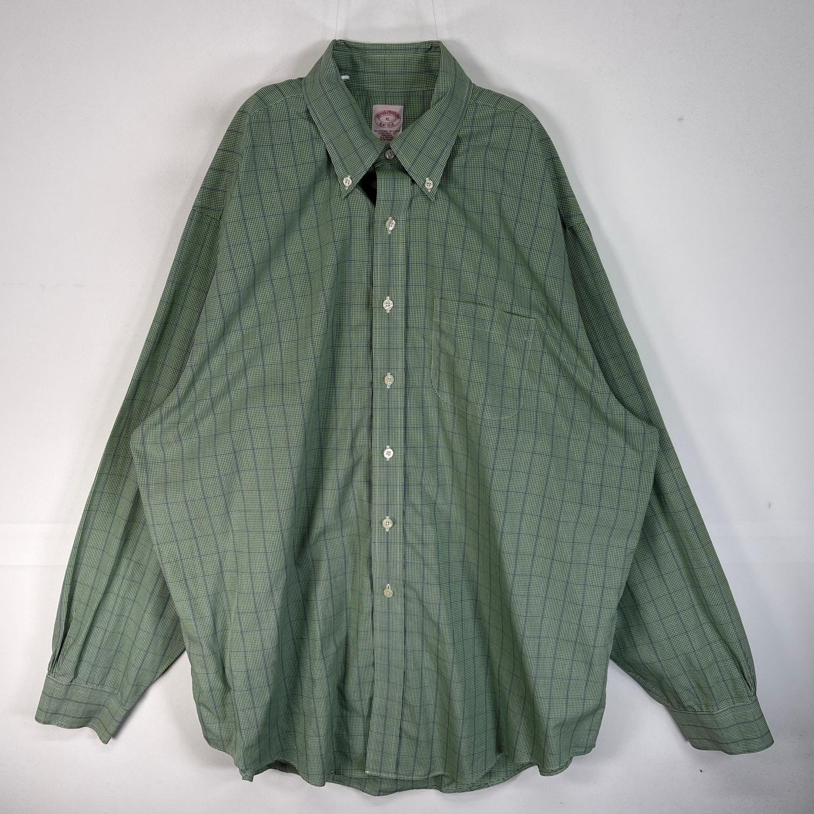 古着 ブルックスブラザーズ Brooks Brothers 長袖シャツ チェック TRADITIONAL FIT 胸ポケ XL  グリーン系 マルチカラー メンズ