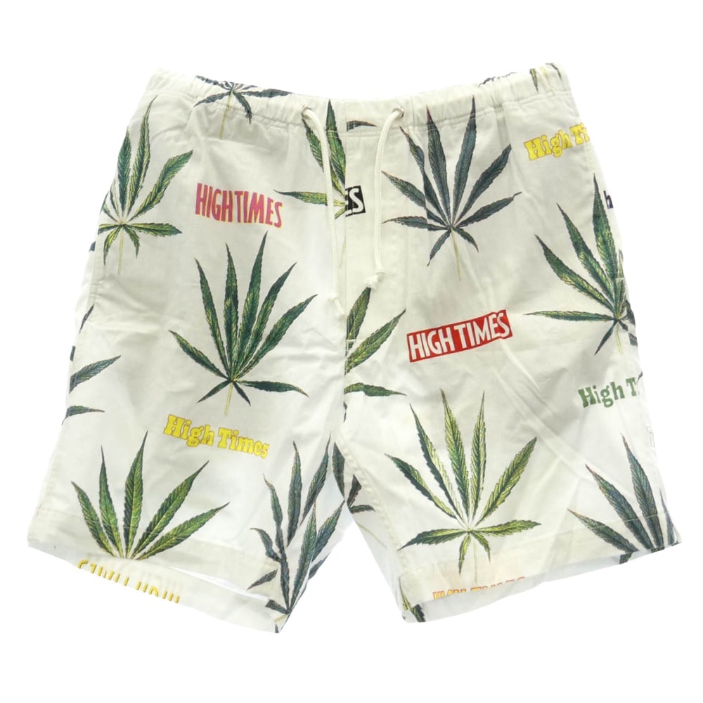 WACKO MARIA ワコマリア HIGHTIMES-WM-PT02 HIGHTIMES MARIJUANA SWIMMING SHORTS ハイタイムズ 総柄 ショーツ ショートパンツ ホワイト系 L【中古】