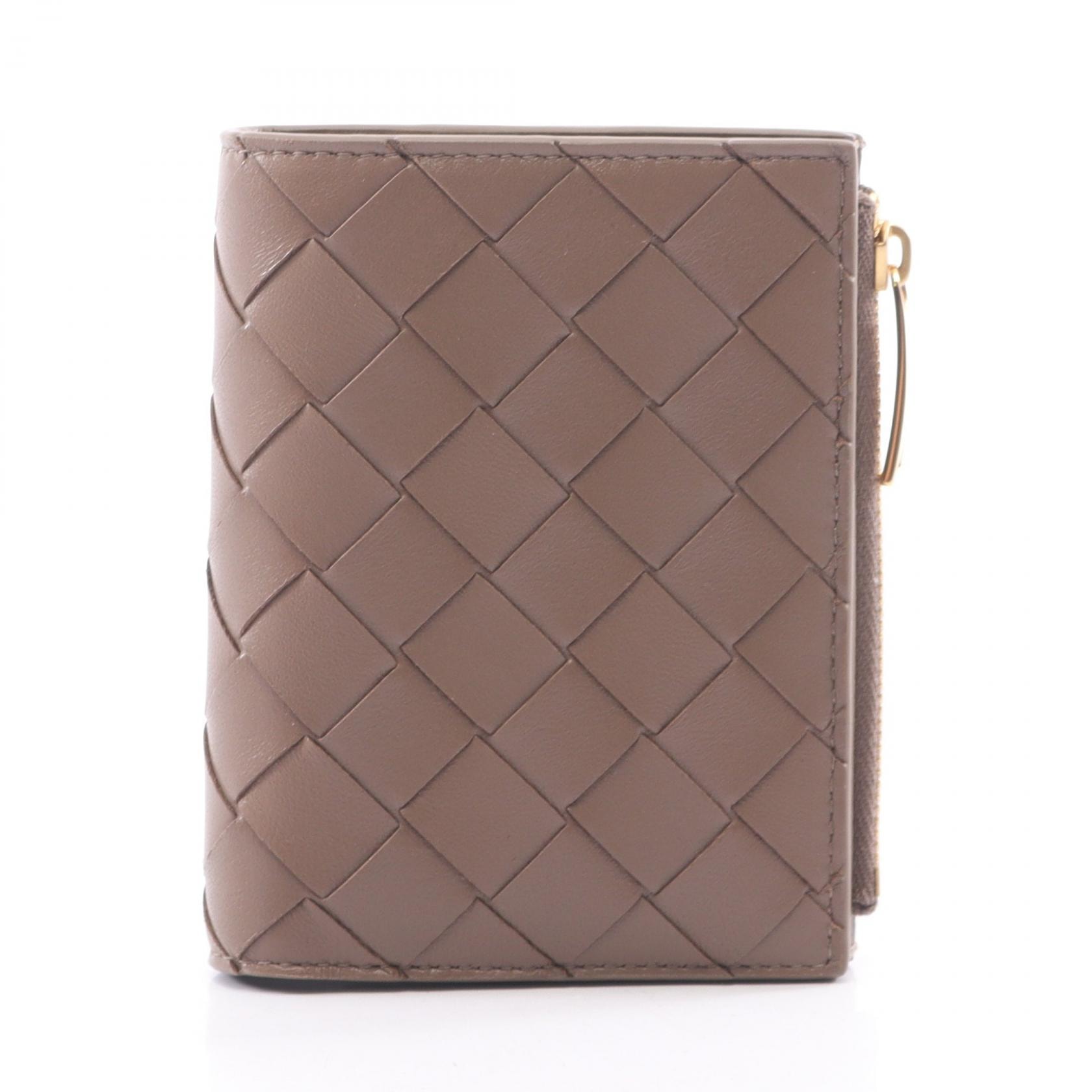 ボッテガヴェネタ BOTTEGA VENETA イントレチャート 二つ折り財布 財布 レザー メンズ レディース グレー系 742330VCPP32355 【新品】