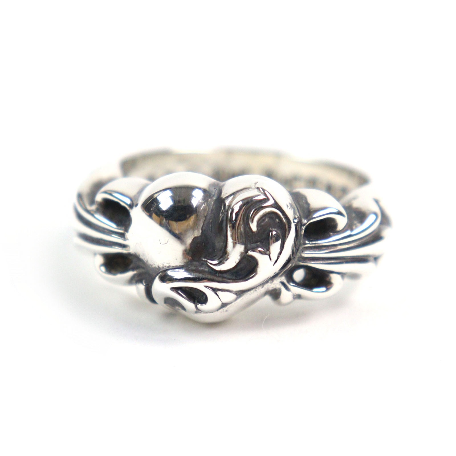 Chrome Hearts Floral Cross Heart Ring "Silver"