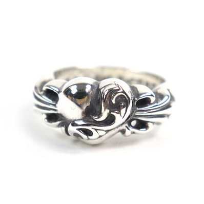 Chrome Hearts Floral Cross Heart Ring "Silver"