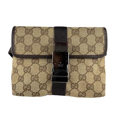 グッチ GUCCI ウエストバッグ ボディバッグ GGキャンバス ブラウン ユニセックス 131236【中古】 z10229