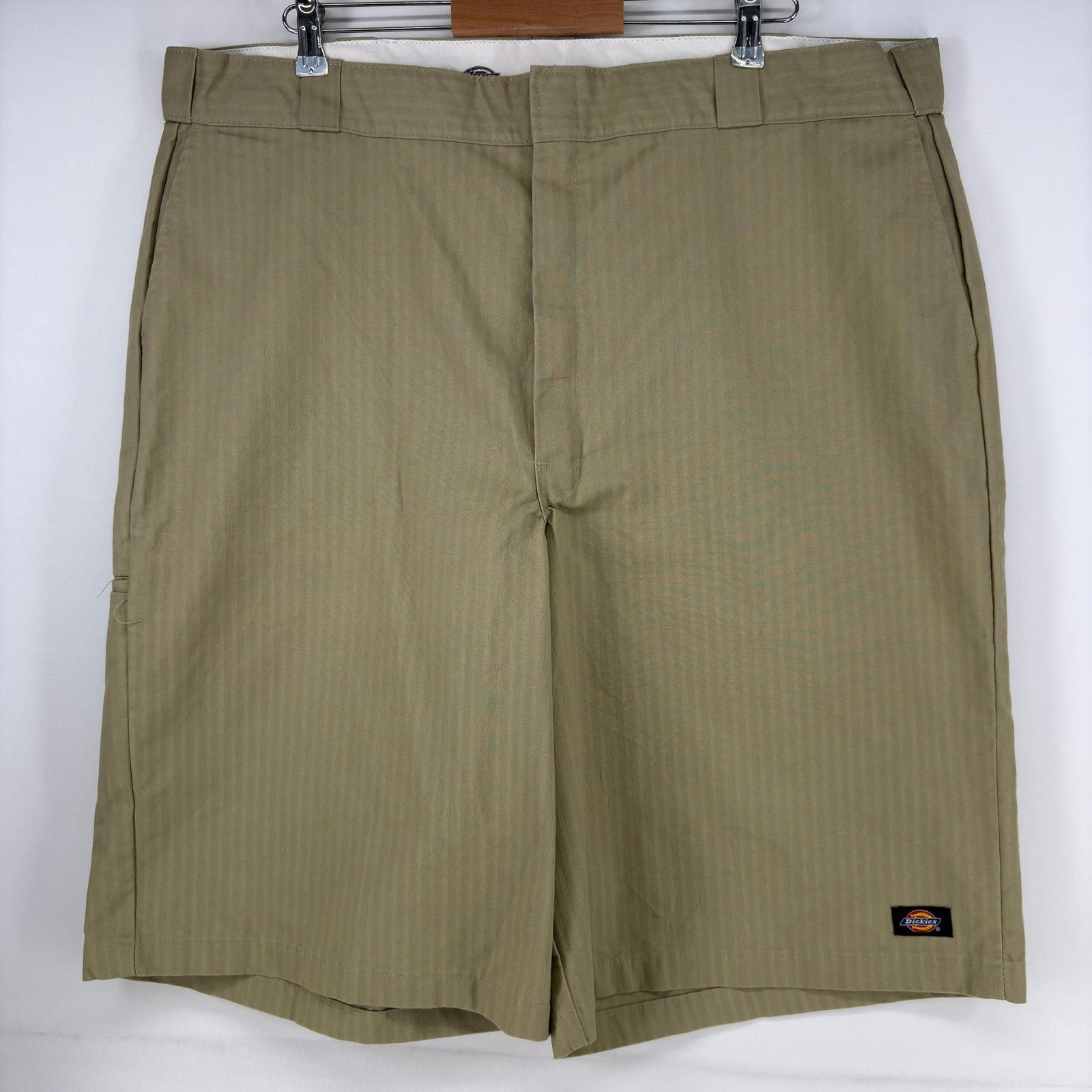 古着 ディッキーズ Dickies ショートパンツ 大きいサイズ ハーフパンツ ロゴ ヘリンボーンツイル w44 ベージュ ストライプ メンズ