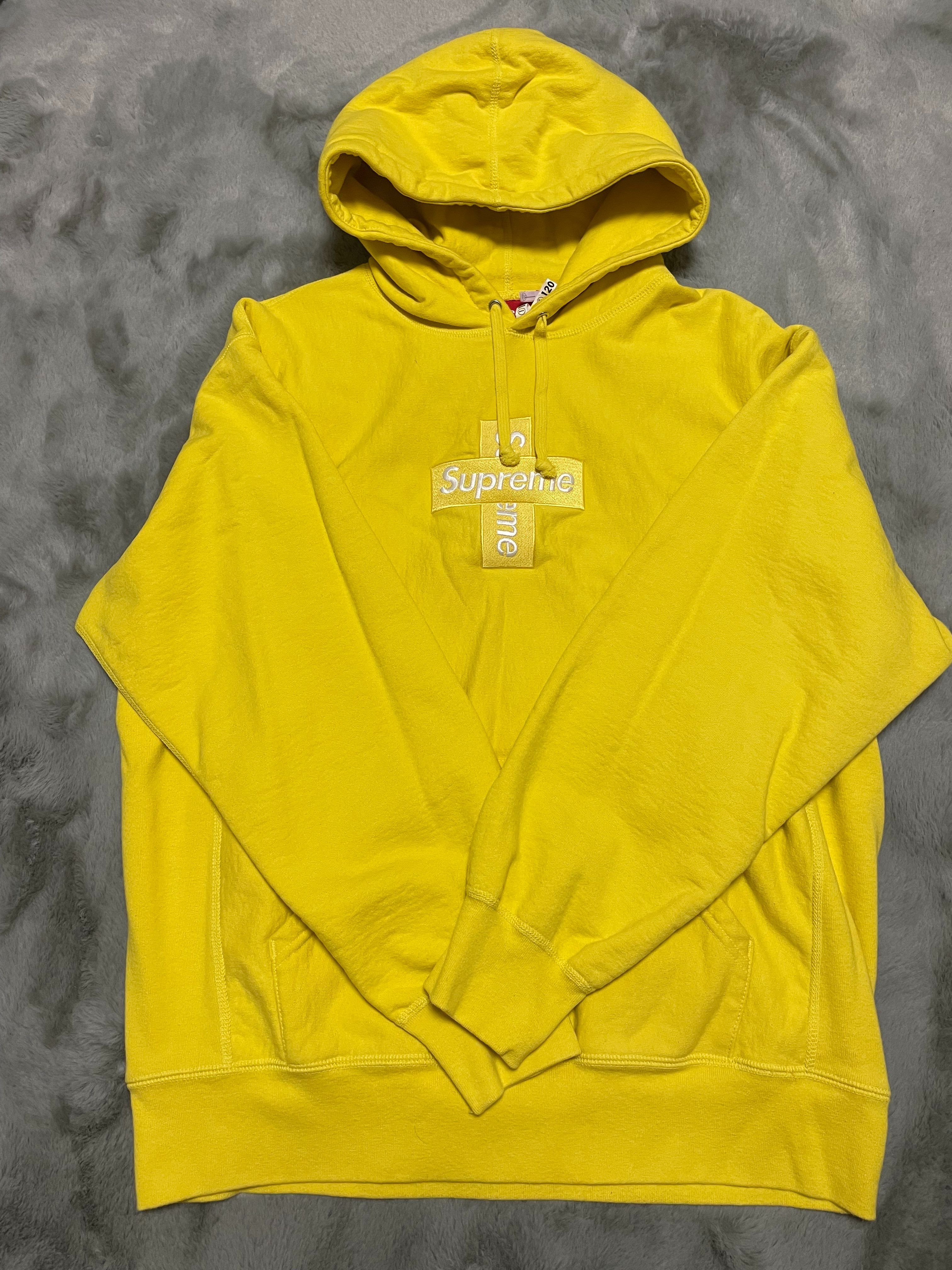Supreme Cross Box Logo Hooded Sweatshirt "Yellow"