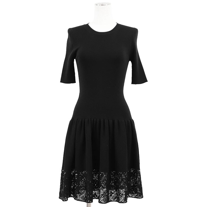 ルイ・ヴィトン ニット  スパンコール LV モノグラム ワンピース レディース ブラック S LOUIS VUITTON