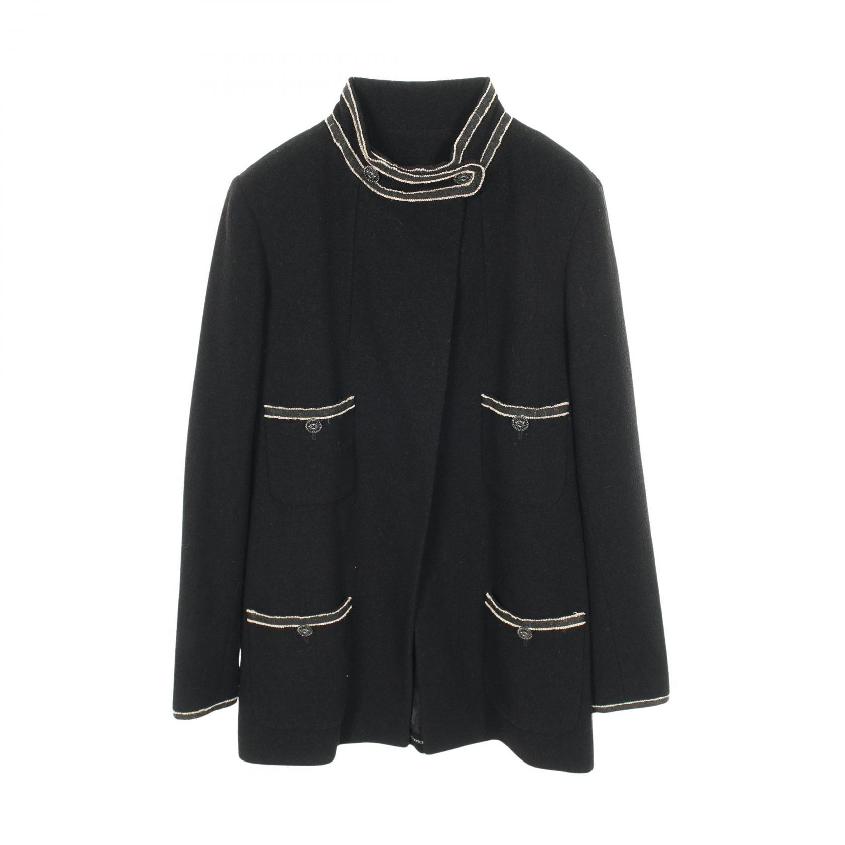 シャネル CHANEL ココマークボタン 衣料品 アウター ウール レディース ブラック系 【中古】