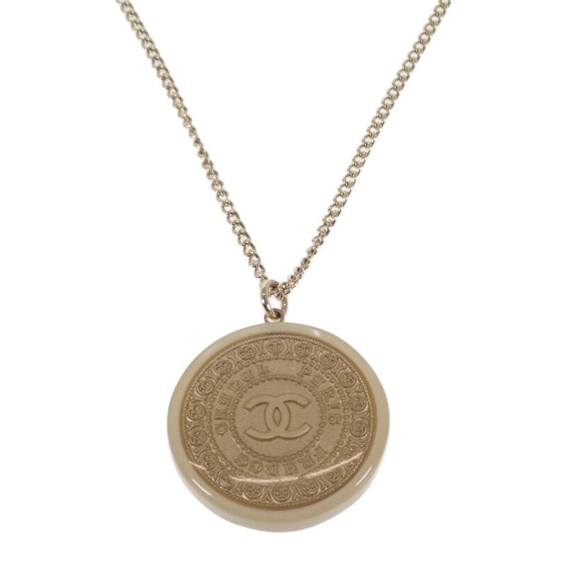 シャネル CHANEL CCコインペンダント ネックレス メタル ゴールド ベージュ レディース【中古】【ABランク】