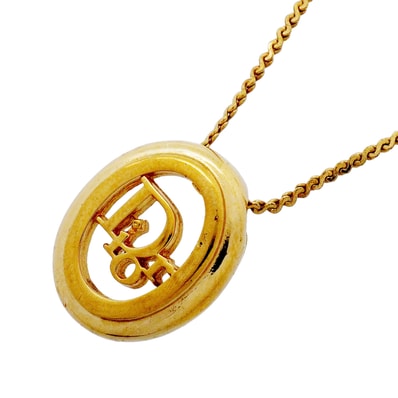 ★SALE【6jgb0145-k】クリスチャンディオール ネックレス ディオールロゴ GPメッキ ゴールド【中古】レディース