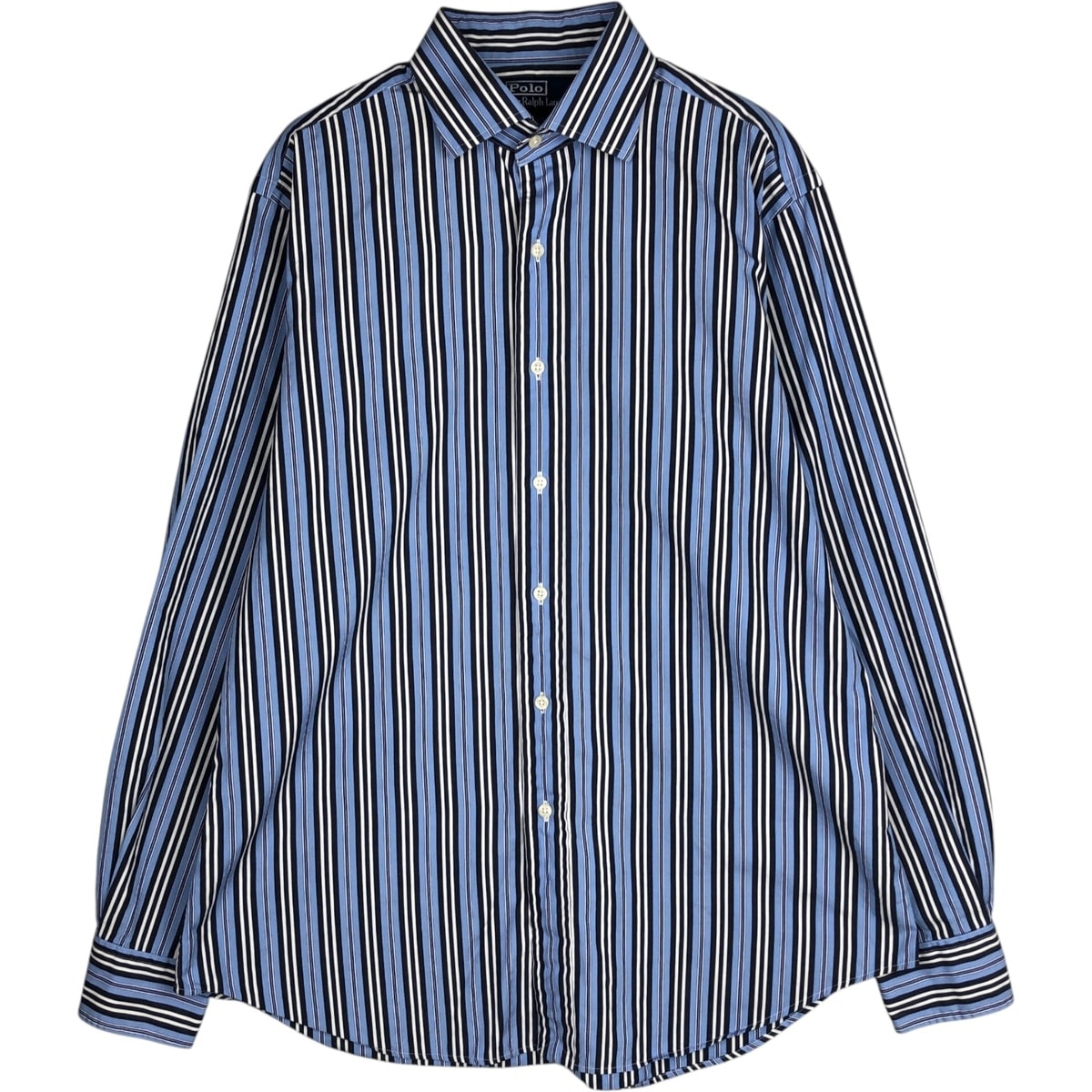 古着 ラルフローレン Ralph Lauren POLO by Ralph Lauren REGENT CLASSIC FIT ワイドカラー 長袖 コットンストライプシャツ メンズL相当/eaa618848