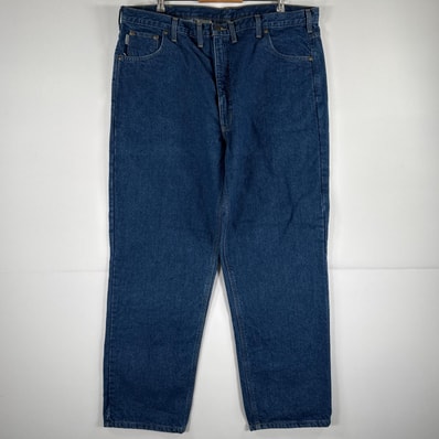 古着 カーハート Carhartt デニムパンツ ジーパン 5ポケット ワンポイント ロゴ ワークパンツ テーパード 大きいサイズ w44 L32 ブルー メンズ