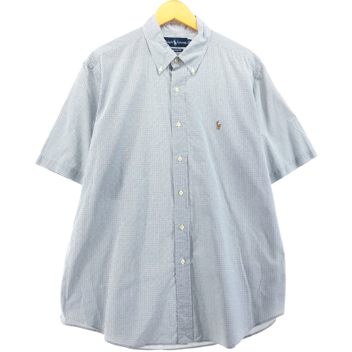 古着 ラルフローレン Ralph Lauren CLASSIC FIT 半袖 ボタンダウン チェックシャツ メンズXL相当/eaa553843