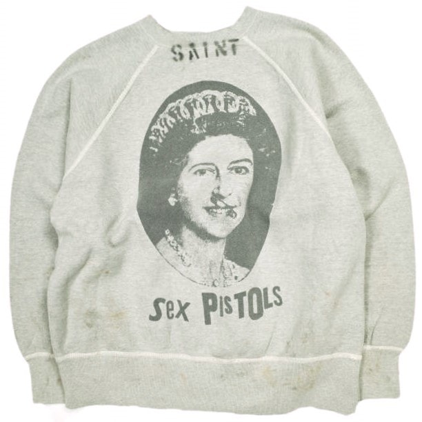 新品 SAINT MICHAEL x SEX PISTOLS セントマイケル セックスピストルズ 24AW 別注 日本製 SP_CREW SWT / QUEEN ヴィンテージ加工 スウェット SM-YS1-0000-C23 M GRAY Mxxxxxx