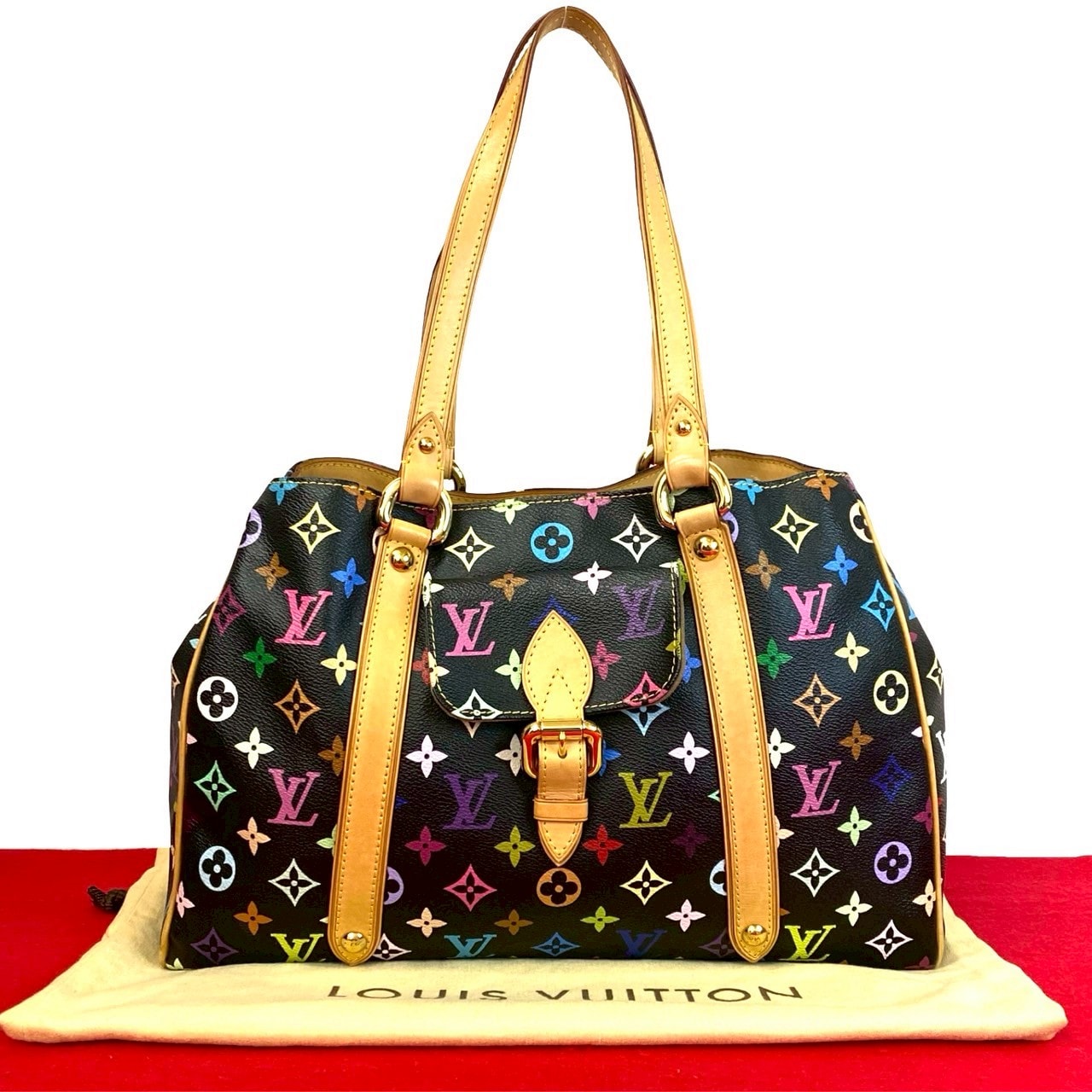 LOUIS VUITTON ルイヴィトン オーレリア MM モノグラム マルチカラー レザー PVC トートバッグ ブラック
 04856