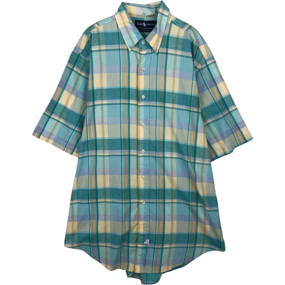 古着 ラルフローレン Ralph Lauren マドラスチェック 半袖 ボタンダウン チェックシャツ メンズXL相当/eaa495211