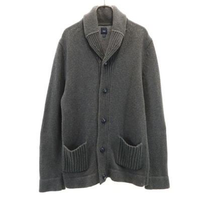 GAP ギャップ 長袖 ショールカラー ニットカーディガン M チャコールグレー