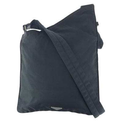 美品 PRADA プラダ テスート 三角ロゴプレート ブラック 黒 シルバー金具 ナイロン ショルダーバッグ ポシェット 505669 【中古】