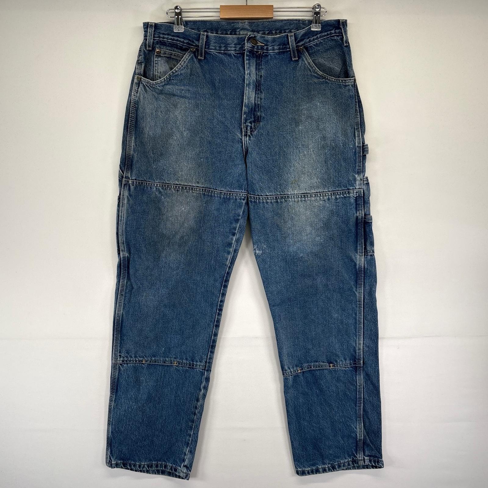 古着 ディッキーズ Dickies デニム パンツ ペインター 大きいサイズ ダブルニー ワーク W36L32  ブルー系 メンズ