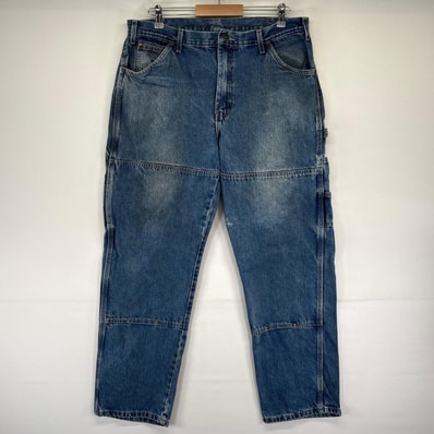 古着 ディッキーズ Dickies デニム パンツ ペインター 大きいサイズ ダブルニー ワーク W36L32 ブルー系 メンズ