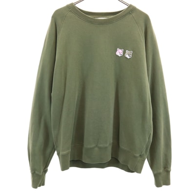 MAISON KITSUNE メゾンキツネ ポルトガル製 長袖 スウェット トレーナー XL オリーブ