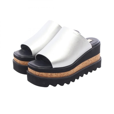 ステラマッカートニー Stella McCartney スニークエリス プラットフォーム ミュール 靴 フェイクレザー レディース シルバー系 810374 【中古】