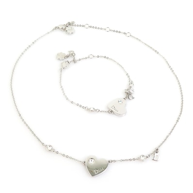クリスチャンディオール Christian Dior ネックレス ブレスレット 2点セット メタル シルバー レディース【中古】 h32352k