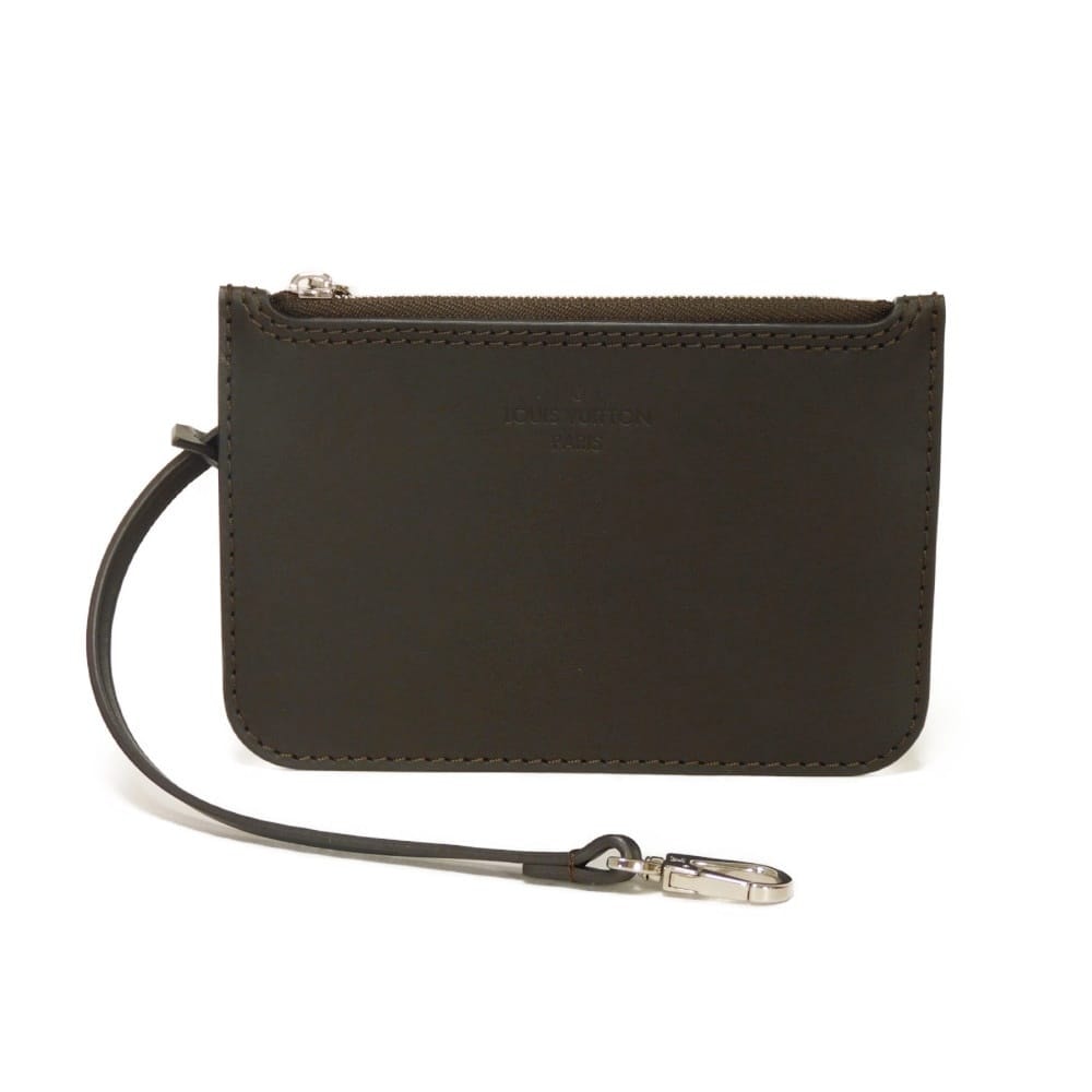 LOUIS VUITTON ルイ・ヴィトン ヒナ PM 専用ポーチ のみ 美品 スムース カーフ キーフック ストラップ コインケース 単体 単品 ロゴ エンボス ダークブラウン ポーチ M54350