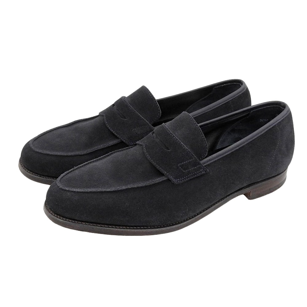 クロケット&ジョーンズ NAVY SUEDE ネイビースエード ラスト314 RICHMOND リッチモンド コインローファー 8 1/2E 6018 8 1/2E