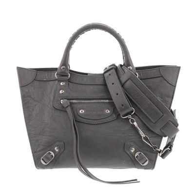 【値下げ】 BALENCIAGA バレンシアガ ネオクラシック アップサイドダウン トートバッグ 702502 ラムスキン グレー レディース【中古】