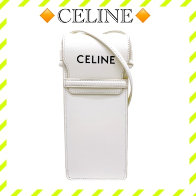 美品 セリーヌ レザー ポーチ サングラスケース 白 ホワイト 黒 レディース