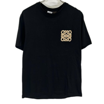 ロエベ ブラック アナグラム刺繍 リラックスフィット Tシャツ S