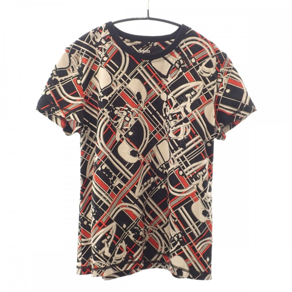 エルメス HERMES 無秩序 エ シェーヌ 38 H3H4619DX0234 半袖Tシャツ コットン ブラック メンズ レディース【中古】【Aランク】