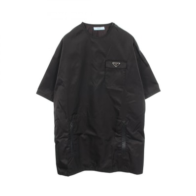 プラダ PRADA Re-Nylon 三角プレート 半袖 ワンピース 衣料品 トップス ナイロン レディース ブラック系 【中古】